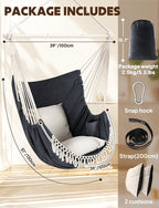 Chihee Hammock Chair Hanging Swing Max 500 Lbs 2 Cushions Included Steel - Image 6