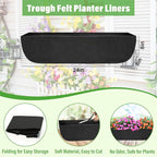 Riare 4 Pack 24 Inch Black Fabric Window Box Liners- Felt Square Trough Planter - Image 2