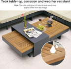 homary 6 Piece Aluminum & Teak Outdoor Sofa Set, Patio Sofa Seat L-Shaped - Image 4