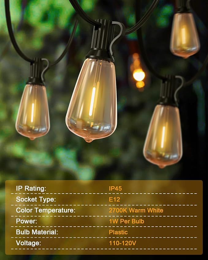 Outdoor String Lights Waterproof, 50FT Patio Lights - Image 3