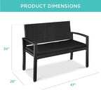 Best Choice Products Outdoor Bench 2-Person Wicker Garden Patio Benches Seating - Image 2