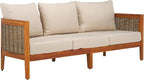 SAFAVIEH Outdoor Collection Amanda Natural Acacia Solid Wood/Taupe Cushion - Image 4