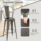 Giantex Metal Bar Stools Set of 4, Rubber Feet, Industrial Stackable Barstools - Image 4