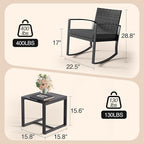 3 Pieces Patio Furniture Set Rocking Bistro Set, Outdoor Patio Furniture Set - Image 2