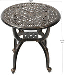C/G Cast Aluminum Side Table, Decorative Outdoor End Table, Ornate Floral - Image 2