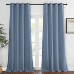 NICETOWN Blackout Stone Blue Curtains 120 inch Length by NICETOWN
