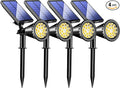 KEV 800 Lumens Solar Spot Lights Outdoor, 4 Pack 18 LEDs Solar Flood Lights by KEV