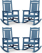 SERWALL Rocking Chairs Set of 4, HDPE Outdoor Rocking Chair, All-Weather Porch by SERWALL