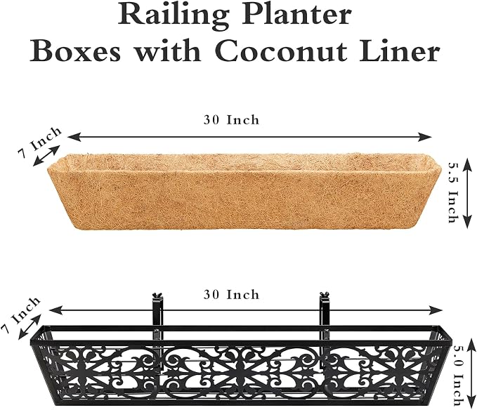 4 Pack 30 Inch Window Boxes Planters Railing Planter Box - Image 5