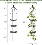 2 Pcs Garden Obelisk Trellis for Climbing Plants Outdoor 6 Ft Rose Bush Round - Image 2