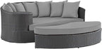 Modway Sojourn Wicker Rattan Outdoor Patio Sunbrella Fabric Daybed in Canvas by Modway