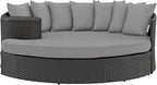 Modway Sojourn Wicker Rattan Outdoor Patio Sunbrella Fabric Daybed in Canvas - Image 4