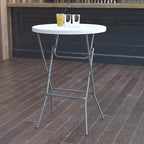 Flash Furniture Elon 2.6-Foot Round Granite White Plastic Bar Height Folding by FlashFurniture