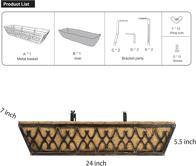 6 Pack 24 Inch Window Boxes Planters Railing Planter Box - Image 7