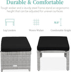 Best Choice Products Set of 2 Wicker Ottomans, Additional Seating, Side Table - Image 3