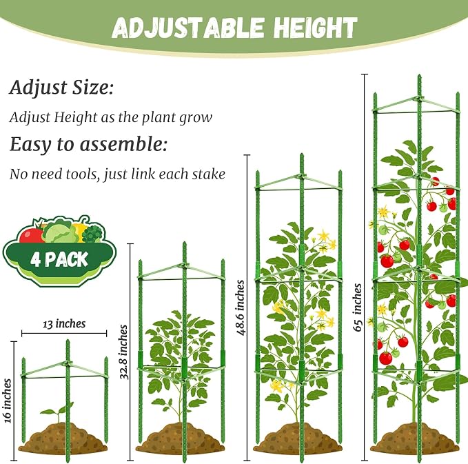 Legigo 4ft 4-Pack Tomato Cage for Garden Plant Support- Up to 48inch Garden - Image 2