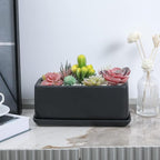 MyGift 10 Inch Matte Black Ceramic Indoor Plant Pot Succulent Planter, - Image 3