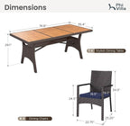 PHI VILLA Outdoor Dining Set for 6, Rectangular Wicker Table - Image 9