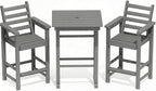 GLANC Adirondack Chairs and Table 3 Pieces Set, HDPE Balcony Bar Height Chairs by GLANC