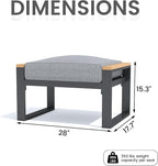 Sundale Outdoor 2 Pieces Aluminum Patio Ottoman, Outdoor Footstool - Image 2