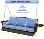 Wicker Porch Swing Heavy Duty 900 LBS 3-Seat Outdoor Patio Swing Chair - Image 7