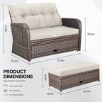 Patio Rattan Daybed, Wicker Recliner Loveseat - Image 2