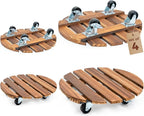 Bamworld Plant Stand with Wheels Plant Caddy Outdoor 4 Pack 12in Rolling by Bamworld