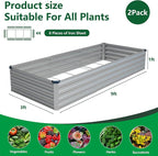Vengarus 2 Pack 9x3x1FT Galvanized Raised Garden Bed Kit, Outdoor Metal Planter - Image 2