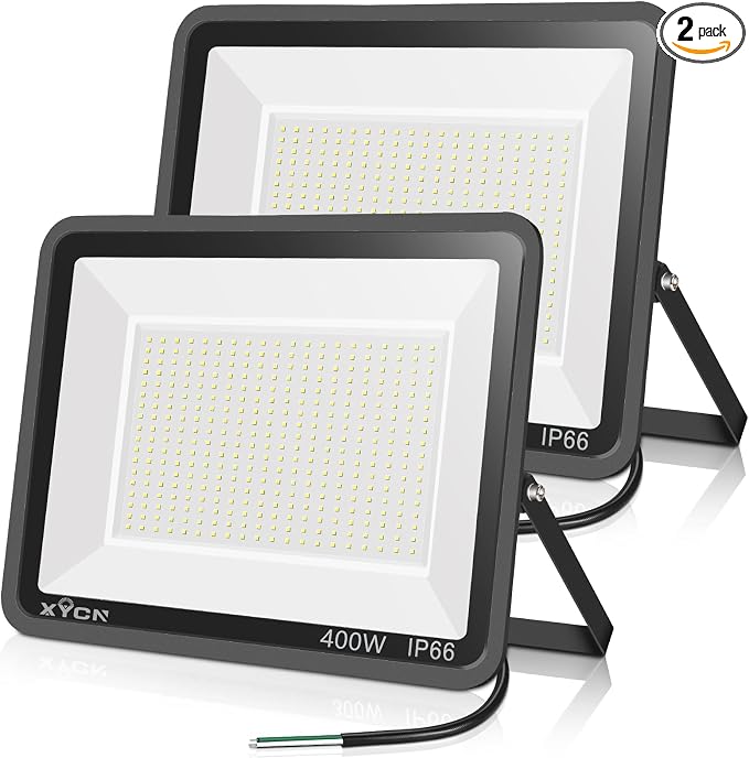 2pack 400W LED Flood Lights Outdoor, 5000K Daylight White 50000LM Super Bright by XYCN