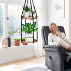 2 Tier Macrame Plant Hanger | Plant Hanger Indoor, Hanging Planter | Hanging - Image 6