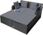RELAX4LIFE Rattan Patio Outdoor Daybed, Wicker 2-Person Sunbed Loveseat by RELAX4LIFE