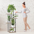 6 Tier Tall Plant Stand Indoor Outdoor, Large Wood Metal Planter Shelf Holder - Image 7