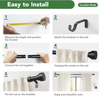 2 Pack Curtain Rods for Windows 66 to 120, 1 Inch Black Adjustable Heavy Duty - Image 9