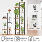 Plant Stand Indoor 5 Tier 6 Potted Metal Wood Plant Shelf, Rustic Brown - Image 5