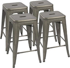 Devoko Metal Bar Stools 24" Indoor Outdoor Stackable Barstools Modern Style by DEVOKO