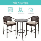 Best Choice Products 3-Piece Patio Bar Table Set, Outdoor Wicker Bar Height - Image 5