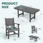 Pamapic 5-Piece Outdoor Dining Set, HDPE Outdoor Rectangular Table and 4 Chairs - Image 8