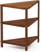 Furinno FG18445 Tioman Hardwood Patio Furniture Corner Shelf in Teak Oil - Image 6