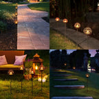 Solar Pathway Lights Outdoor, Rust Iron Ball Candle Holder Stake - Image 6