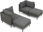 LAUSAINT HOME Outdoor Patio Furniture, 4 Piece Outdoor Sectional Sofa PE Rattan - Image 5