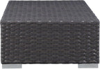 Modway Sojourn Wicker Rattan Outdoor Patio Sunbrella Fabric Ottoman in Canvas - Image 8