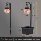 Solar Lamp Post Light with Planter, Matte Black Outdoor Flower Pots with Mosaic - Image 5