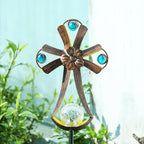 VCUTEKA Solar Garden Lights Cemetery Metal Flower Decor Colorful Solar Pathway - Image 8