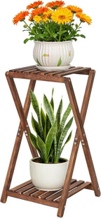 Tall Plant Stand Indoor, Wooden 2 Tier Plant Shelf by Jotboom