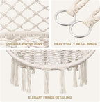 Monibloom Hanging Hammock Chair w/Dark Green Cushion, Porch Macrame Swing Chair - Image 4