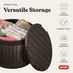 Keter Circa 37 Gallon Deck Box Organizer, Works as Ottoman Chair or Side Table - Image 6