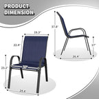 Patio Dining Chairs Set of 6, Outdoor High Stacking Chairs，Breathable Seat - Image 3