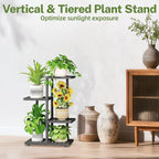 iDavosic.ly Plant Stand Indoor Outdoor, 3-Tier Tall Metal Flower Shelf - Image 5