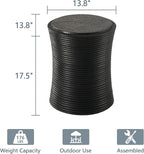 COSIEST Set of 2 Outdoor Side Table Black, Round MgO Concrete Side Table - Image 3