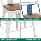 WENTMENT Metal Bar Stools Set of 2 Counter Height Barstools - Image 6